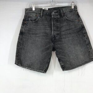 Levi's Black Jean Shorts Raw Hem Relaxed Fit